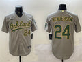Athletics #24 Rickey Henderson Player Game Jersey Gray With product image 1