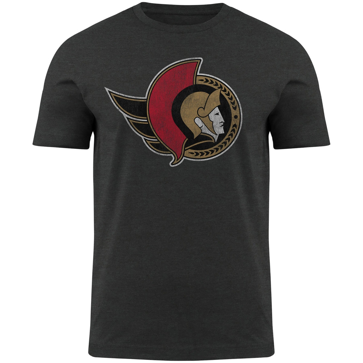 Ottawa Senators NHL Bulletin Men Black Distressed Logo T-Shirt product image 1, provided for visual reference and product
