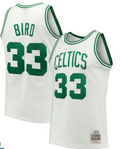 Boston Celtics Larry Bird White 1985-86 Hardwood Classics Swingman Jersey product image 1, provided for visual reference and