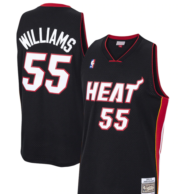 Miami Heat Jason Williams 2005-06 Mitchell & Ness Black/Red Basketball Jersey product image 1, provided for visual reference
