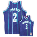 Charlotte Hornets Larry Johnson Purple 1994-95 Hardwood Classics Swingman Jersey product image 1, provided for visual