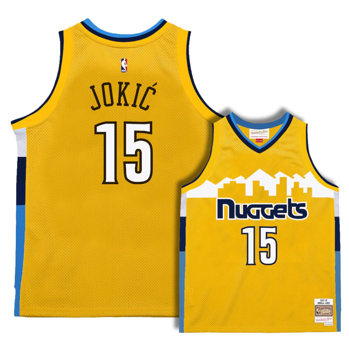 Denver Nuggets Nikola Jokic Yellow 2017-18 Hardwood Classics Swingman Jersey product image 1, provided for visual reference