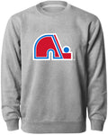 Quebec Nordiques NHL Bulletin Men Athletic Grey Twill Logo Express Crew Sweater product image 1, provided for visual