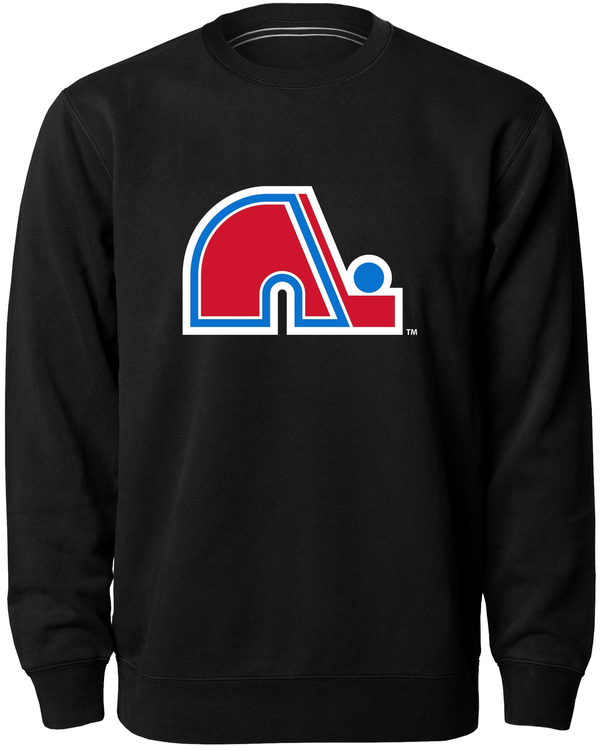 Quebec Nordiques NHL Bulletin Men Black Twill Logo Express Crew Sweater product image 1, provided for visual reference and