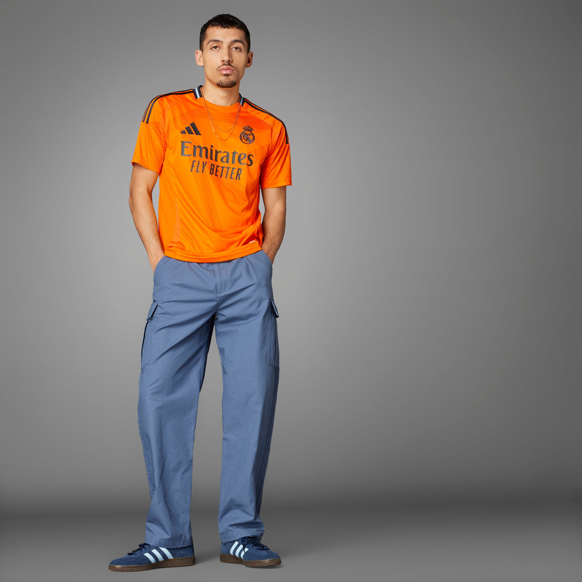 Real Madrid La Liga Adidas Men Orange 2024/25 Replica Away Jersey product image 4, provided for visual reference and product