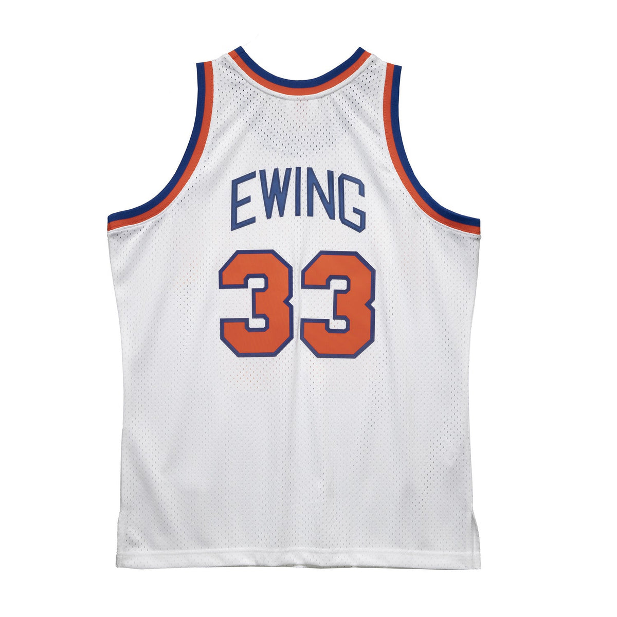 Patrick Ewing Mitchell & Ness 1985 White Swingman Jersey product image 1, provided for visual reference and product detail