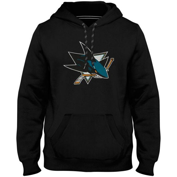 San Jose Sharks NHL Bulletin Men Black Express Twill Logo Hoodie product image 1, provided for visual reference and product