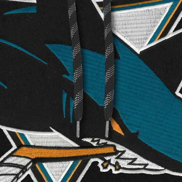 San Jose Sharks NHL Bulletin Men Black Express Twill Logo Hoodie product image 2, provided for visual reference and product