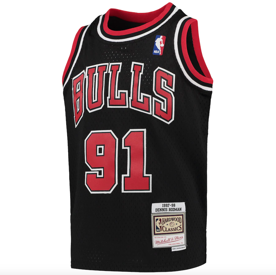 Chicago Bulls Dennis Rodman Mitchell & Ness Black 1997-98 Hardwood Classics Swingman Jersey product image 2, provided for