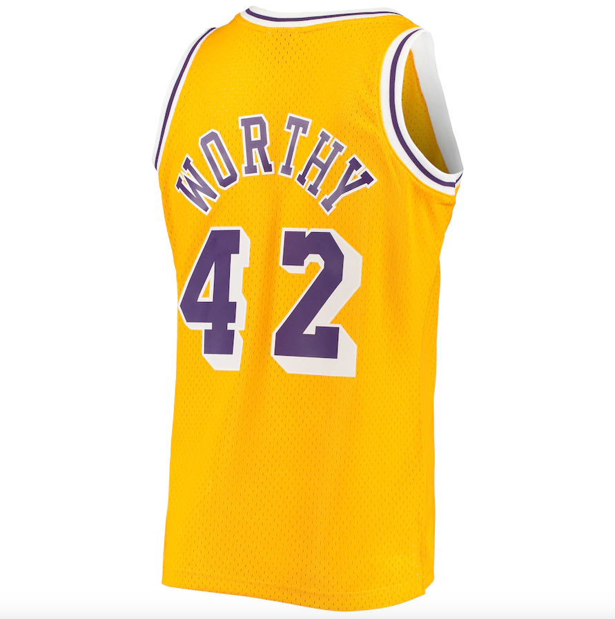 Los Angeles Lakers James Worthy Mitchell & Ness Gold 1984-85 Hardwood Classics Swingman Jersey for Men product image 3,