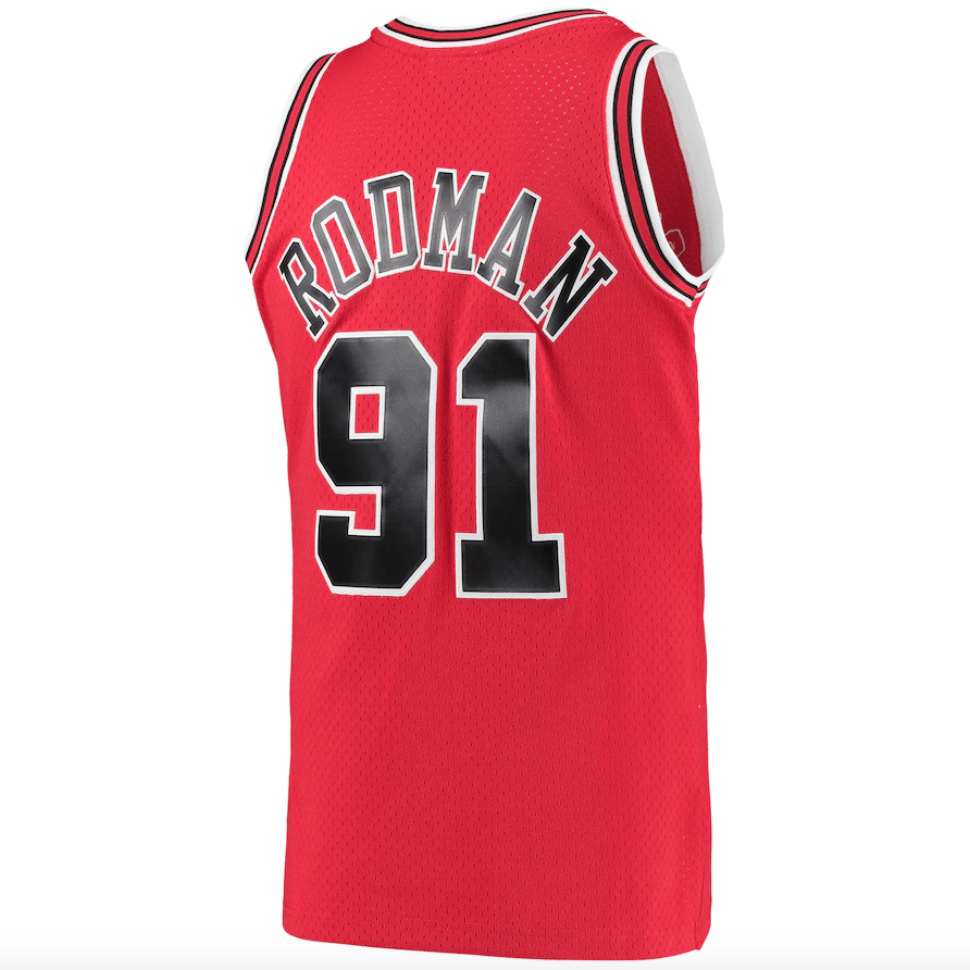 Chicago Bulls Dennis Rodman Mitchell & Ness Red 1997-98 Hardwood Classics Swingman Jersey for Men product image 3, provided