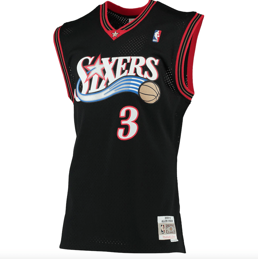 Men’s Allen Iverson Philadelphia 76ers 2000-2001 Swingman Black Replica Jersey By Mitchell & Ness product image 2, provided