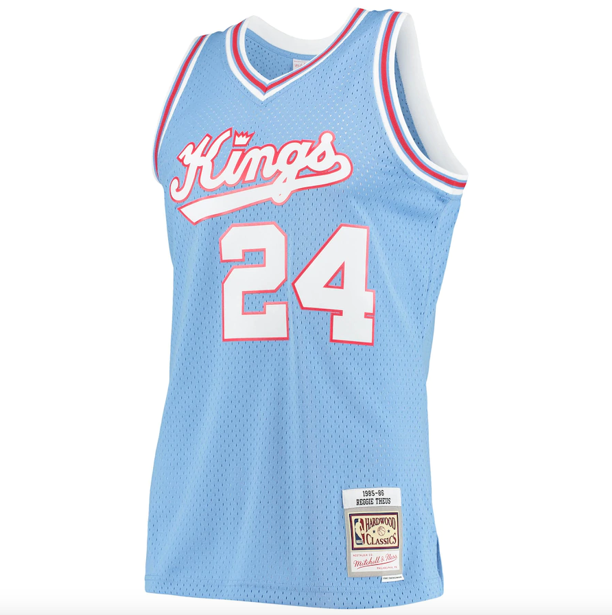 Men’s Reggie Theus Sacramento Kings 1985-86 Powder Blue Swingman Replica Jersey By Mitchell & Ness product image 2, provided