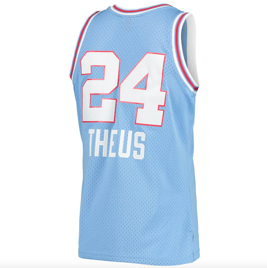 Men’s Reggie Theus Sacramento Kings 1985-86 Powder Blue Swingman Replica Jersey By Mitchell & Ness product image 3, provided