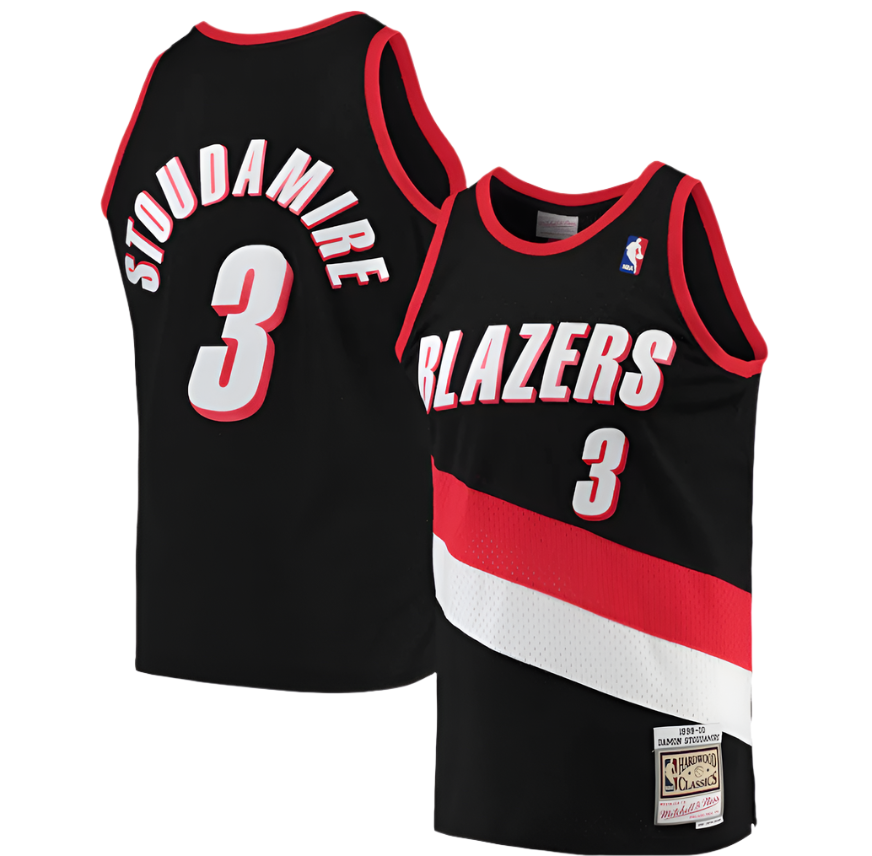 Damon Stoudamire Portland Trail Blazers Mitchell & Ness Hardwood Classics Swingman Jersey - Black for Men product image 1,
