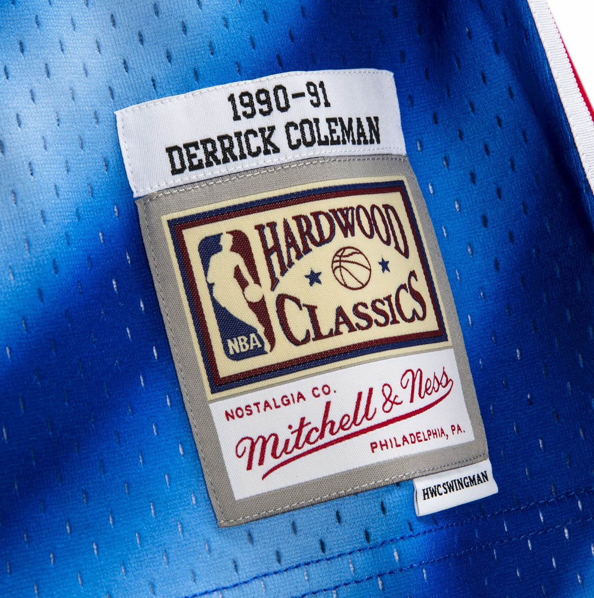 Derrick Coleman New Jersey Nets Mitchell & Ness 1990-91 Hardwood Classics Swingman Jersey - Blue for Men product image 5,