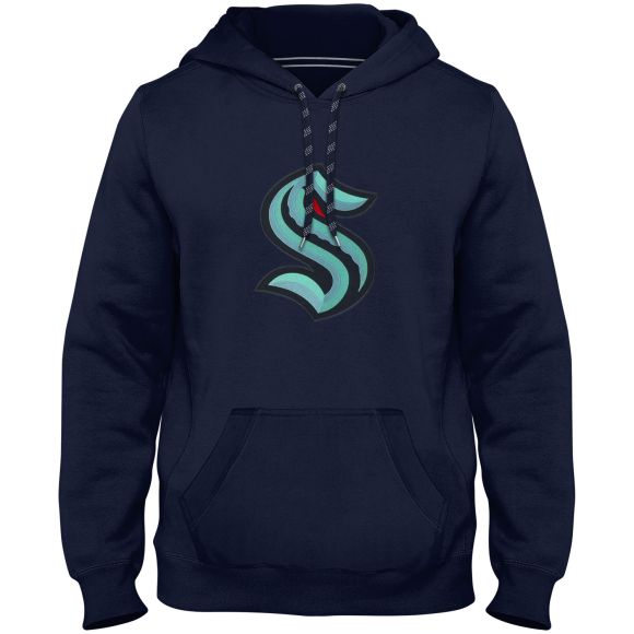 Seattle Kraken NHL Bulletin Men Navy Express Twill Logo Hoodie product image 1, provided for visual reference and product