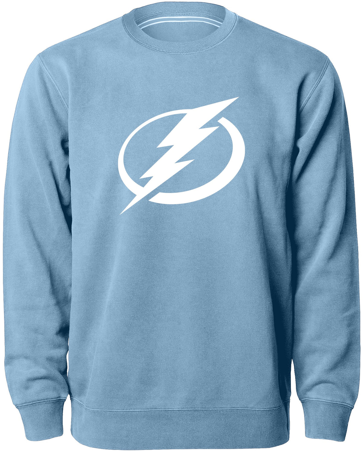 Tampa Bay Lightning NHL Bulletin Men Light Blue Twill Logo Express Crew Sweater product image 1, provided for visual