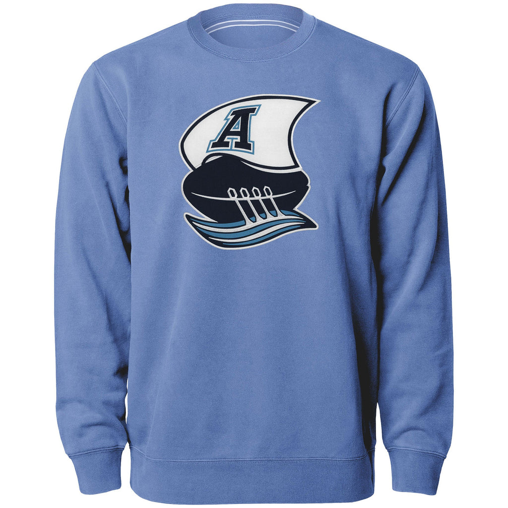Toronto Argonauts CFL Bulletin Men Light Blue Express Twill Logo Crew Sweater product image 1, provided for visual reference