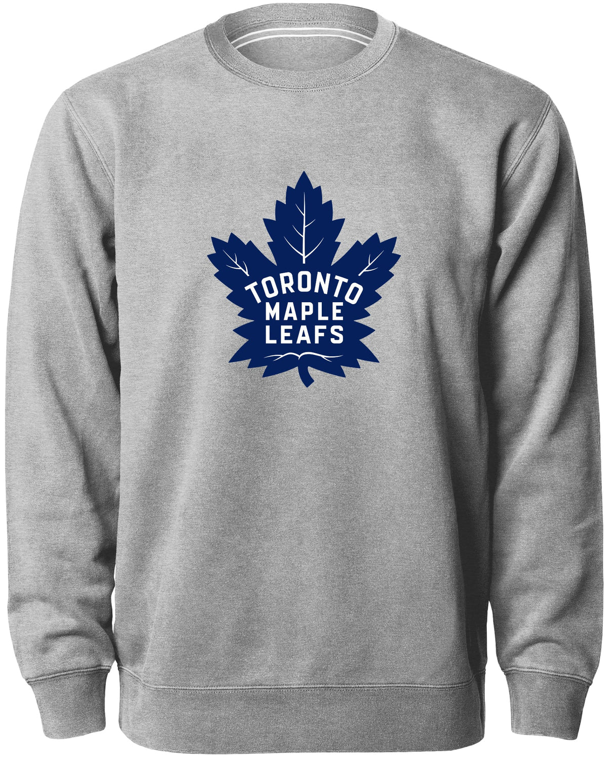 Toronto Maple Leafs NHL Bulletin Men Athletic Grey Twill Blue Logo Express Crew Sweater product image 1, provided for visual