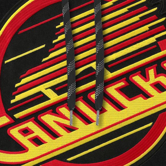 Vancouver Canucks NHL Bulletin Men Black Express Twill Skate Logo Hoodie product image 2, provided for visual reference and