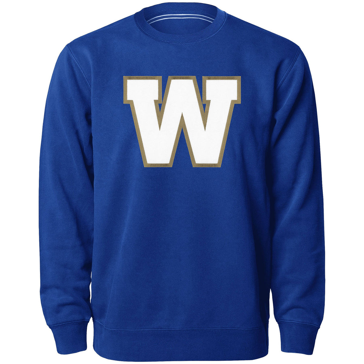 Winnipeg Blue Bombers CFL Bulletin Men Royal Express Twill Logo Crew Sweater product image 1, provided for visual reference