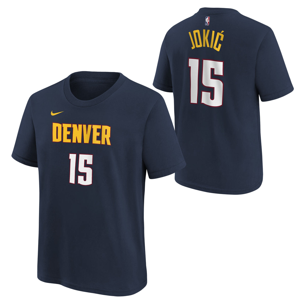 Nike Nikola Jokic Denver Nuggets Navy Icon Name & Number T-Shirt product image 1, provided for visual reference and product