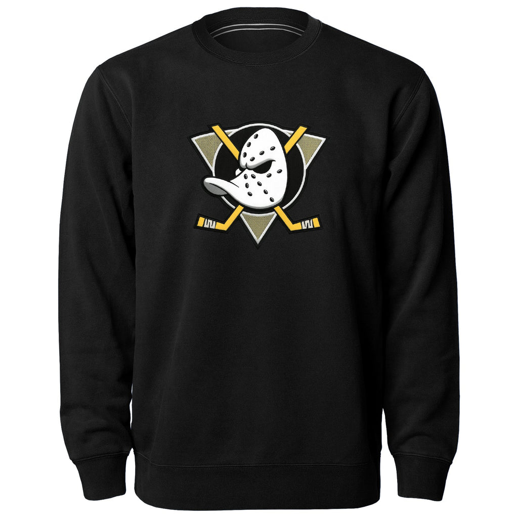Anaheim Ducks NHL Bulletin Men Black Twill Logo Express Crew Sweater product image 1, provided for visual reference and
