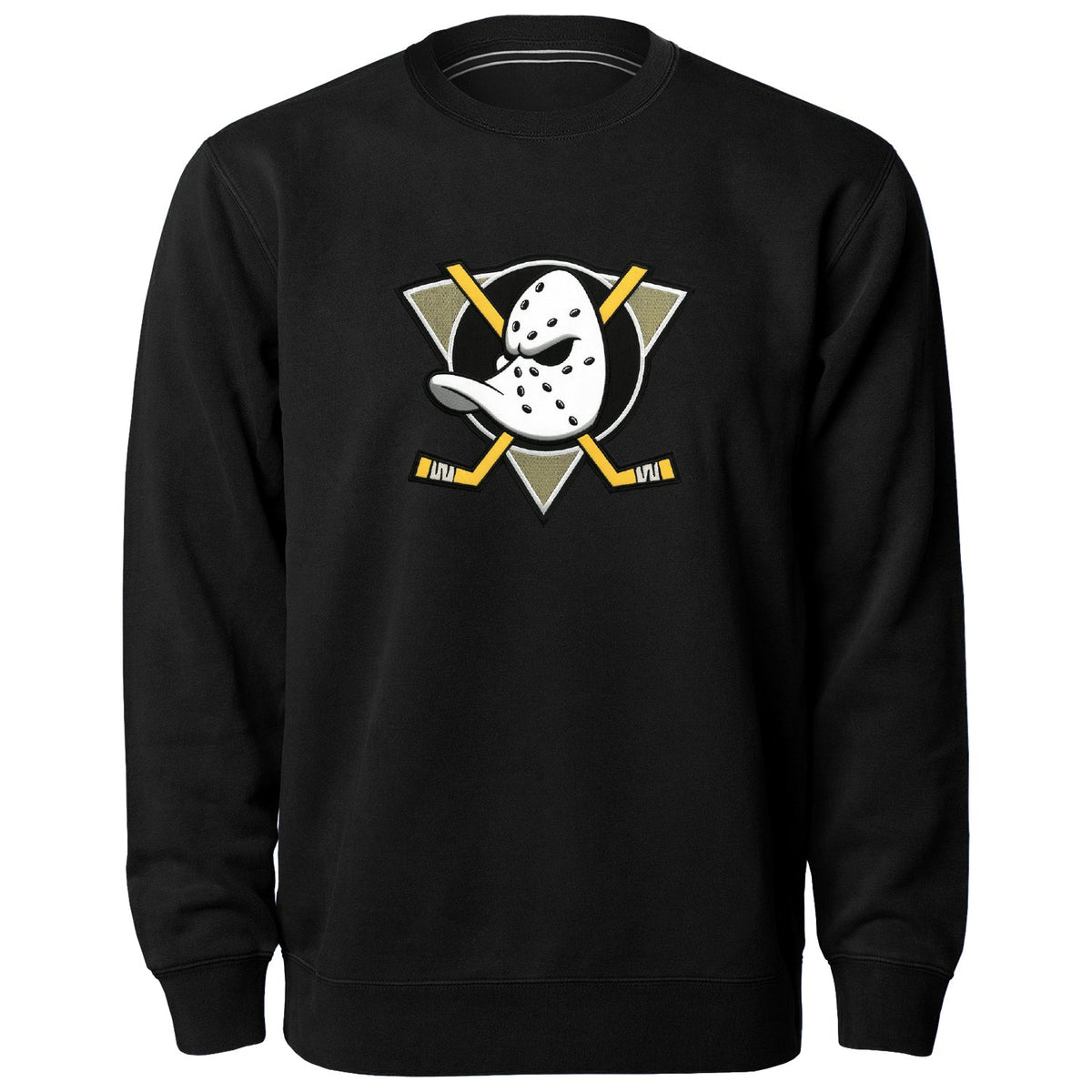Anaheim Ducks NHL Bulletin Men Black Twill Logo Express Crew Sweater product image 1, provided for visual reference and