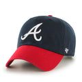 Atlanta Braves MLB 47 Brand Men Navy/Red Clean Up Adjustable Hat product image 1, provided for visual reference and product