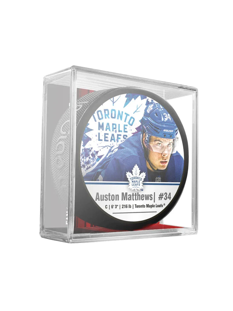 Auston Matthews Toronto Maple Leafs NHL Inglasco Cube Star Hockey Puck product image 1, provided for visual reference and