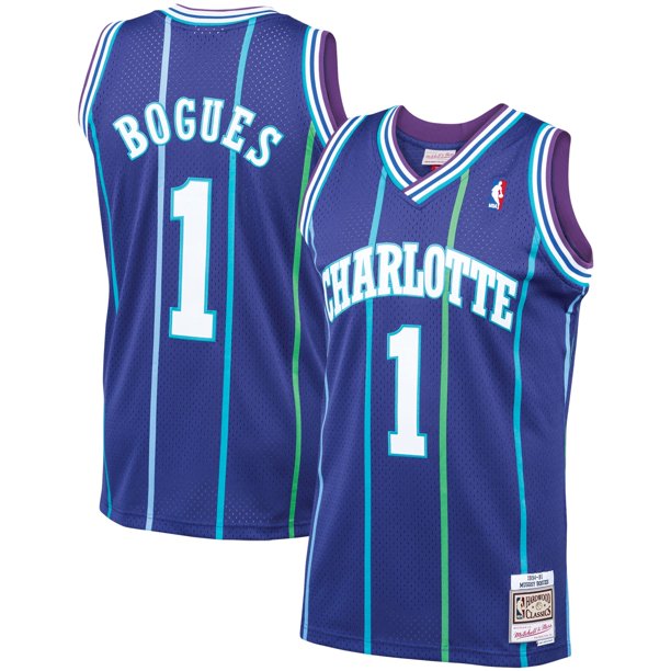 Charlotte Hornets Muggsy Bogues Mitchell & Ness Purple 1994-95 Hardwood Classics Swingman Jersey product image 1, provided