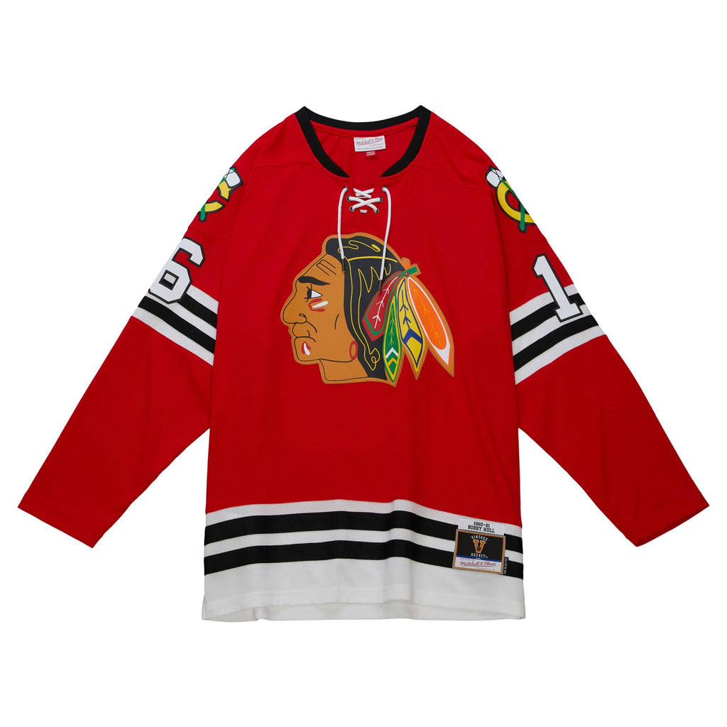 Bobby Hull Chicago Blackhawks NHL Mitchell & Ness Men Red 1960 Blue Line Authentic Jersey product image 2, provided for