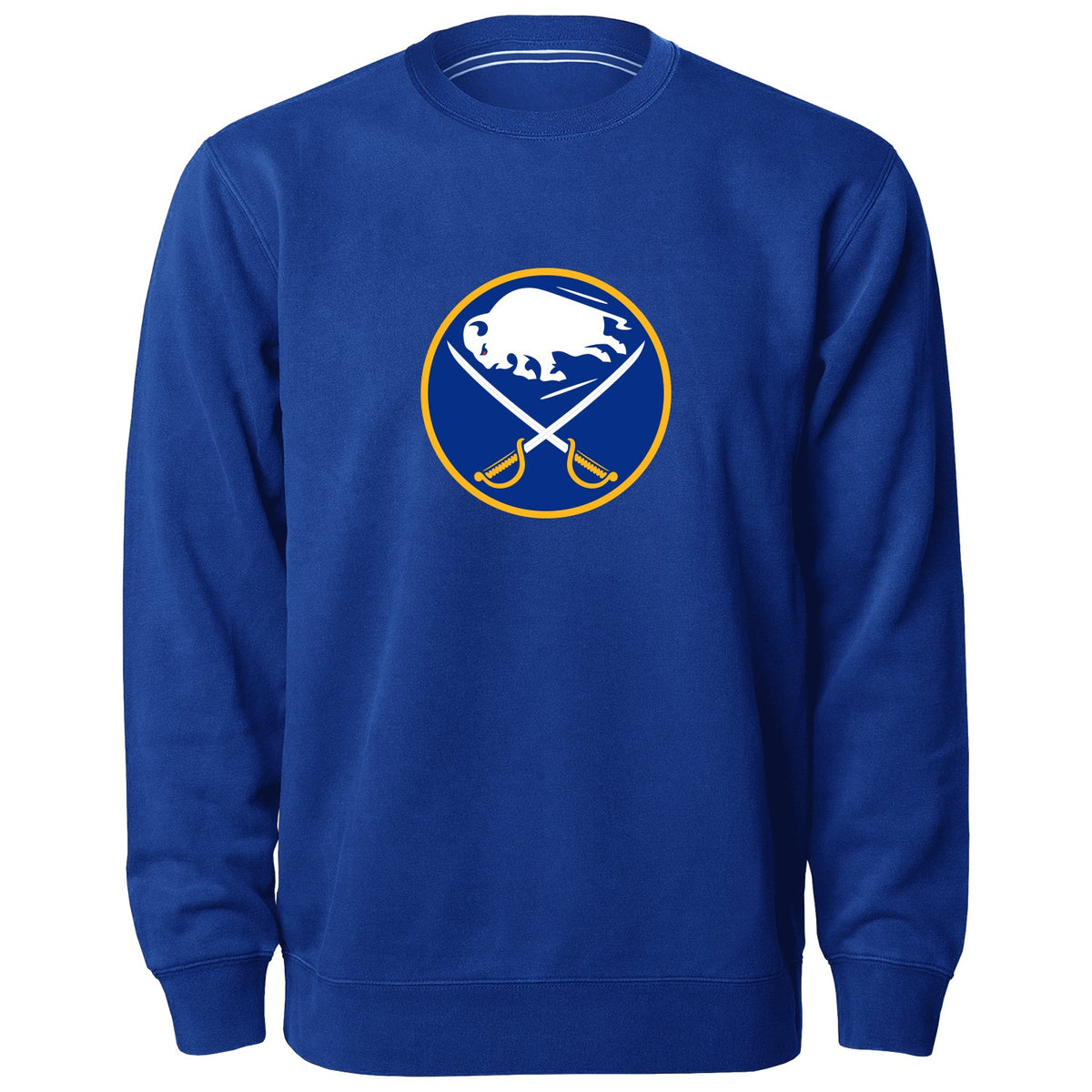 Buffalo Sabres NHL Bulletin Men Royal Twill Logo Express Crew Sweater product image 1, provided for visual reference and