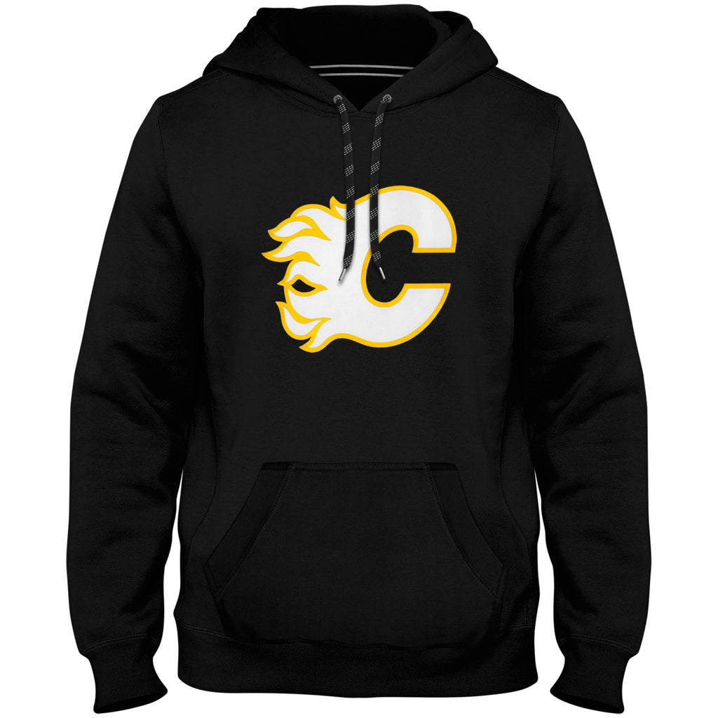 Calgary Flames NHL Bulletin Men Black Express Twill Logo Hoodie product image 1, provided for visual reference and product