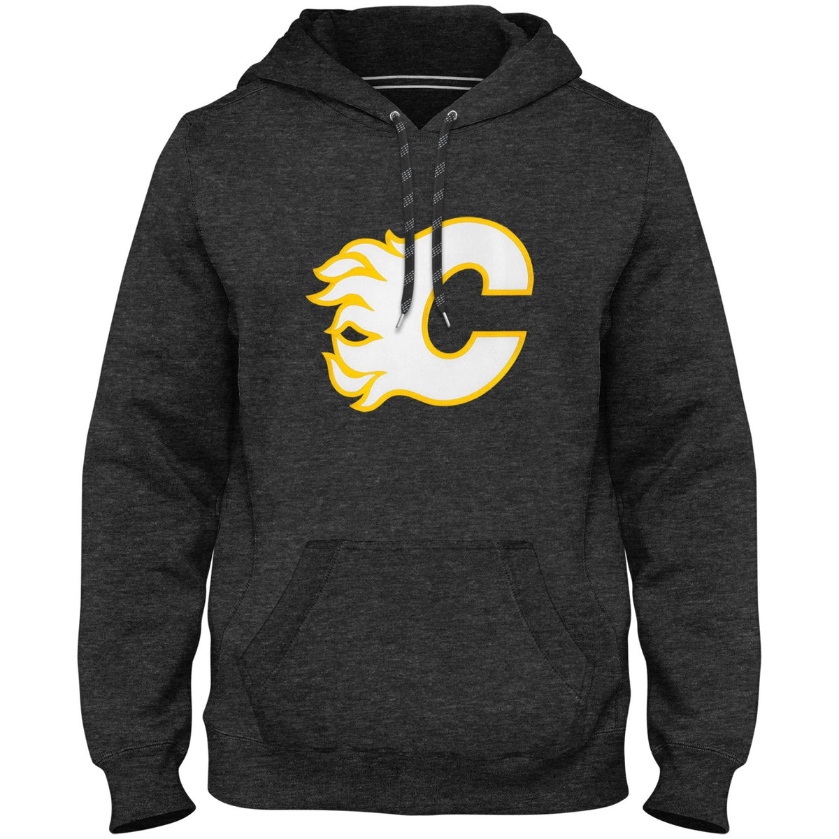 Calgary Flames NHL Bulletin Men Charcoal Express Twill Logo Hoodie product image 1, provided for visual reference and
