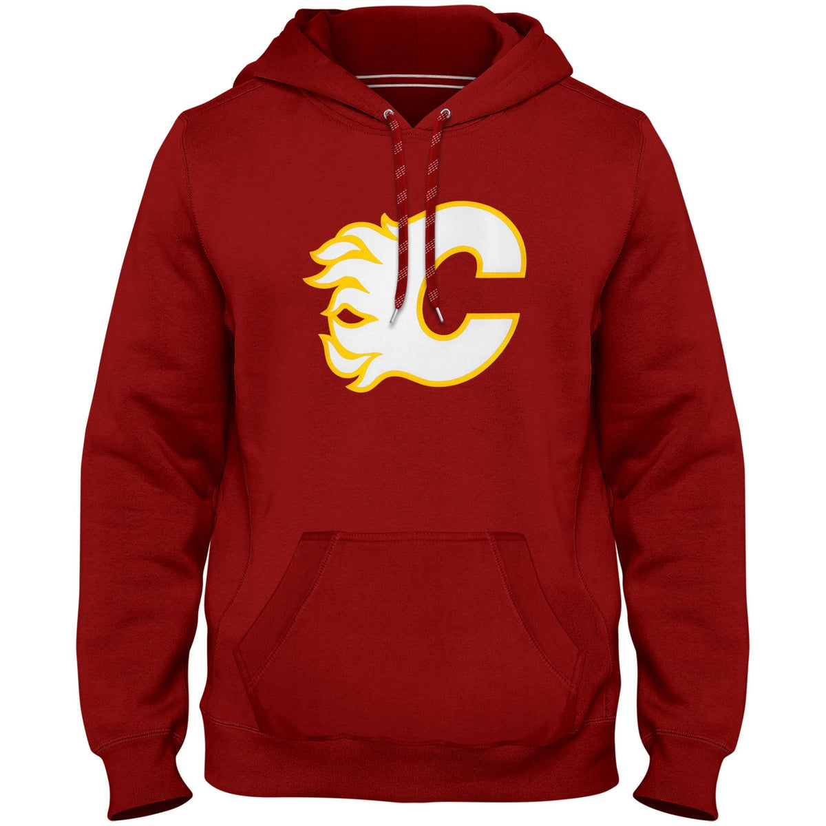 Calgary Flames NHL Bulletin Men Red Express Twill Logo Hoodie product image 1, provided for visual reference and product