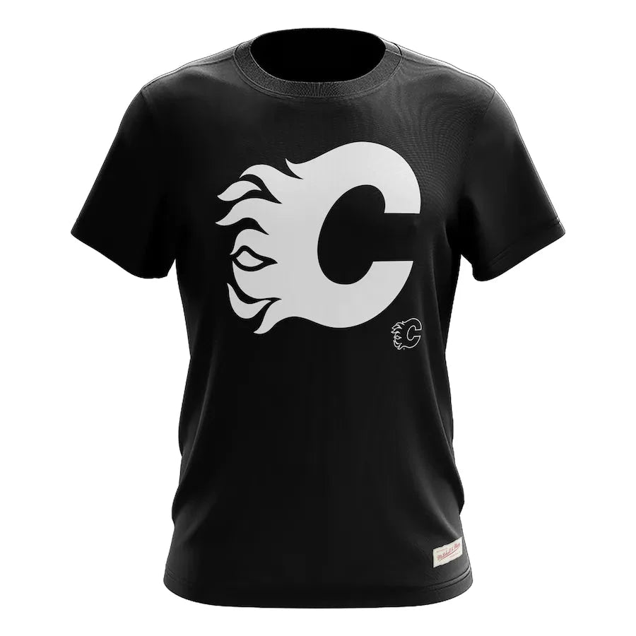 Calgary Flames NHL Mitchell & Ness Men Black Negative Space T-Shirt product image 2, provided for visual reference and