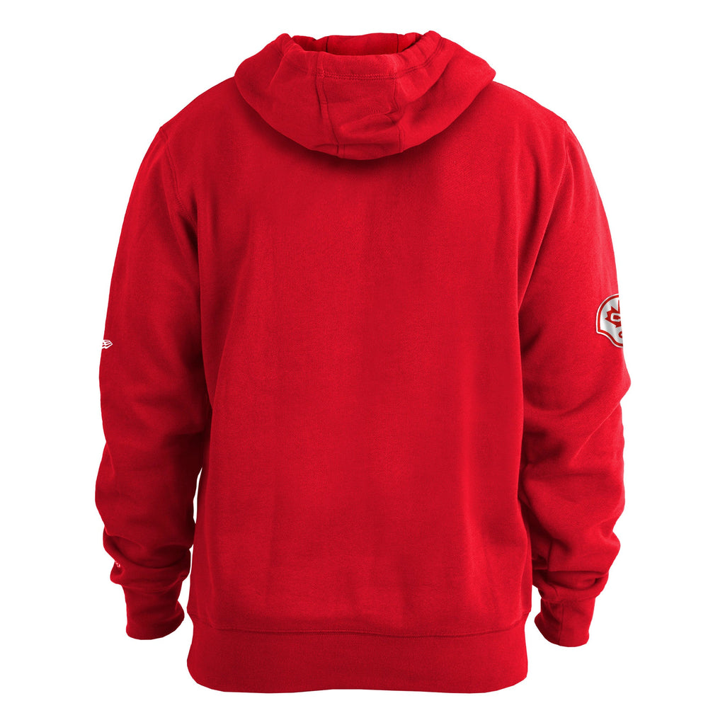 Calgary Stampeders CFL New Era Men Red Turf Traditions Pullover Hoodie product image 2, provided for visual reference and