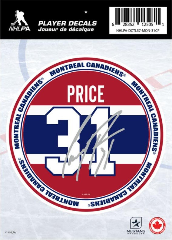 Carey Price Montreal Canadiens NHL 5"x7" Player Decal product image 1, provided for visual reference and product detail
