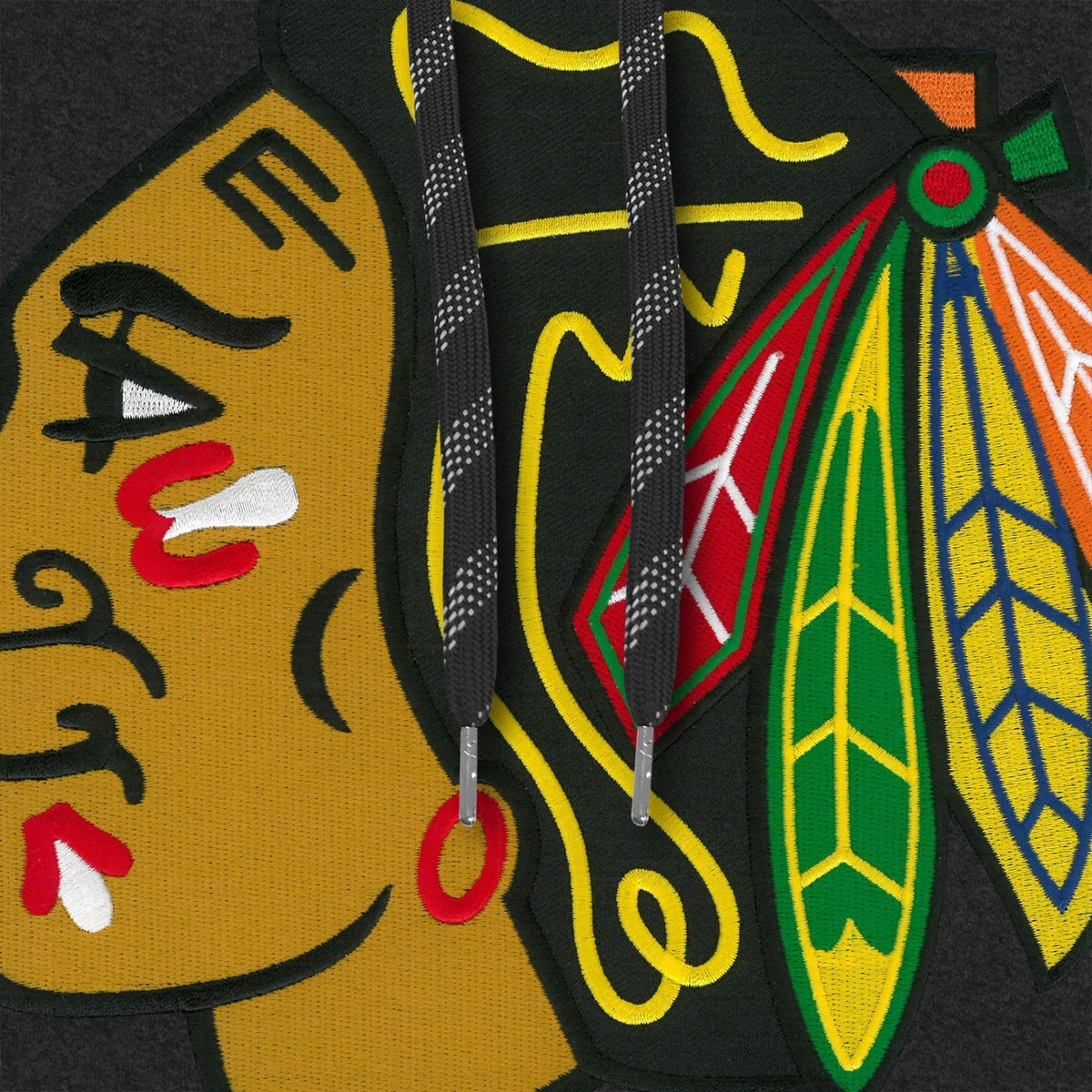 Chicago Blackhawks NHL Bulletin Men Black Express Twill Logo Hoodie product image 2, provided for visual reference and