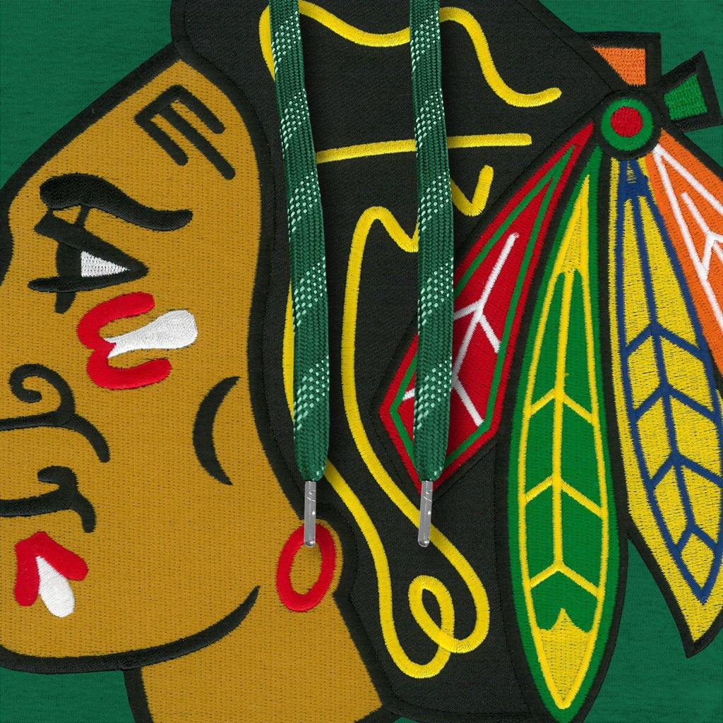 Chicago Blackhawks NHL Bulletin Men Green Express Twill Logo Hoodie product image 2, provided for visual reference and