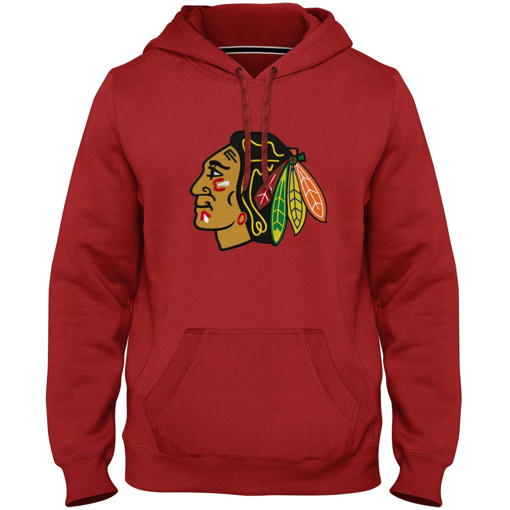 Chicago Blackhawks NHL Bulletin Men Red Express Twill Logo Hoodie product image 1, provided for visual reference and product