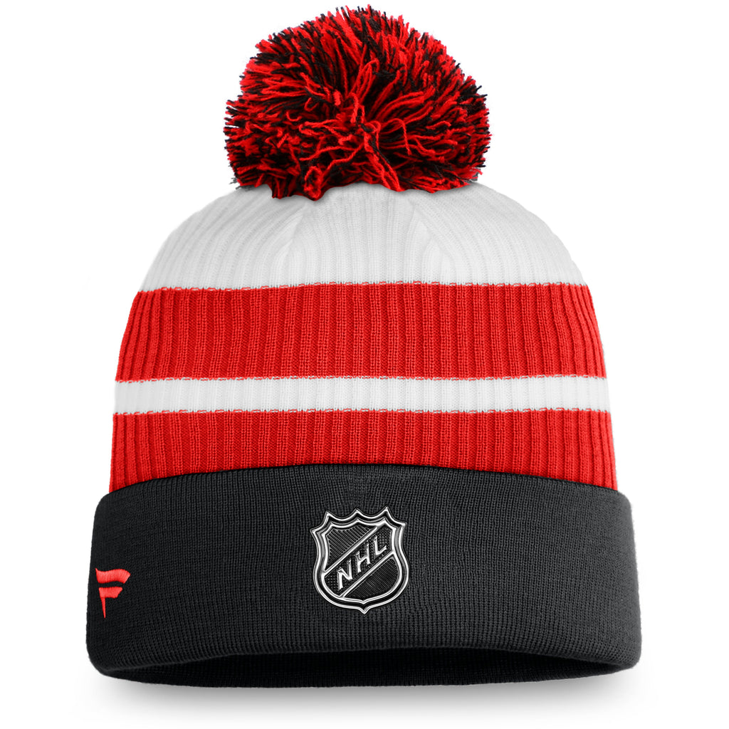 Chicago Blackhawks NHL Fanatics Branded Men White/Red Special Edition Cuff Pom Knit Hat product image 2, provided for visual