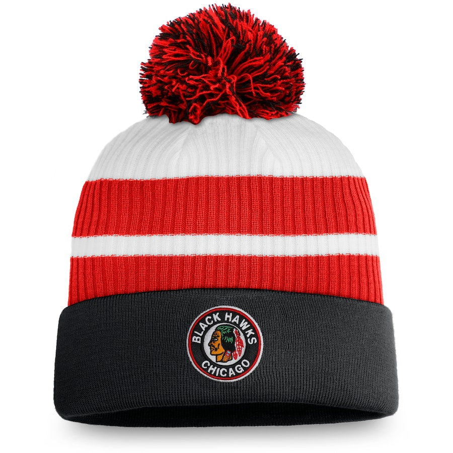 Chicago Blackhawks NHL Fanatics Branded Men White/Red Special Edition Cuff Pom Knit Hat product image 1, provided for visual