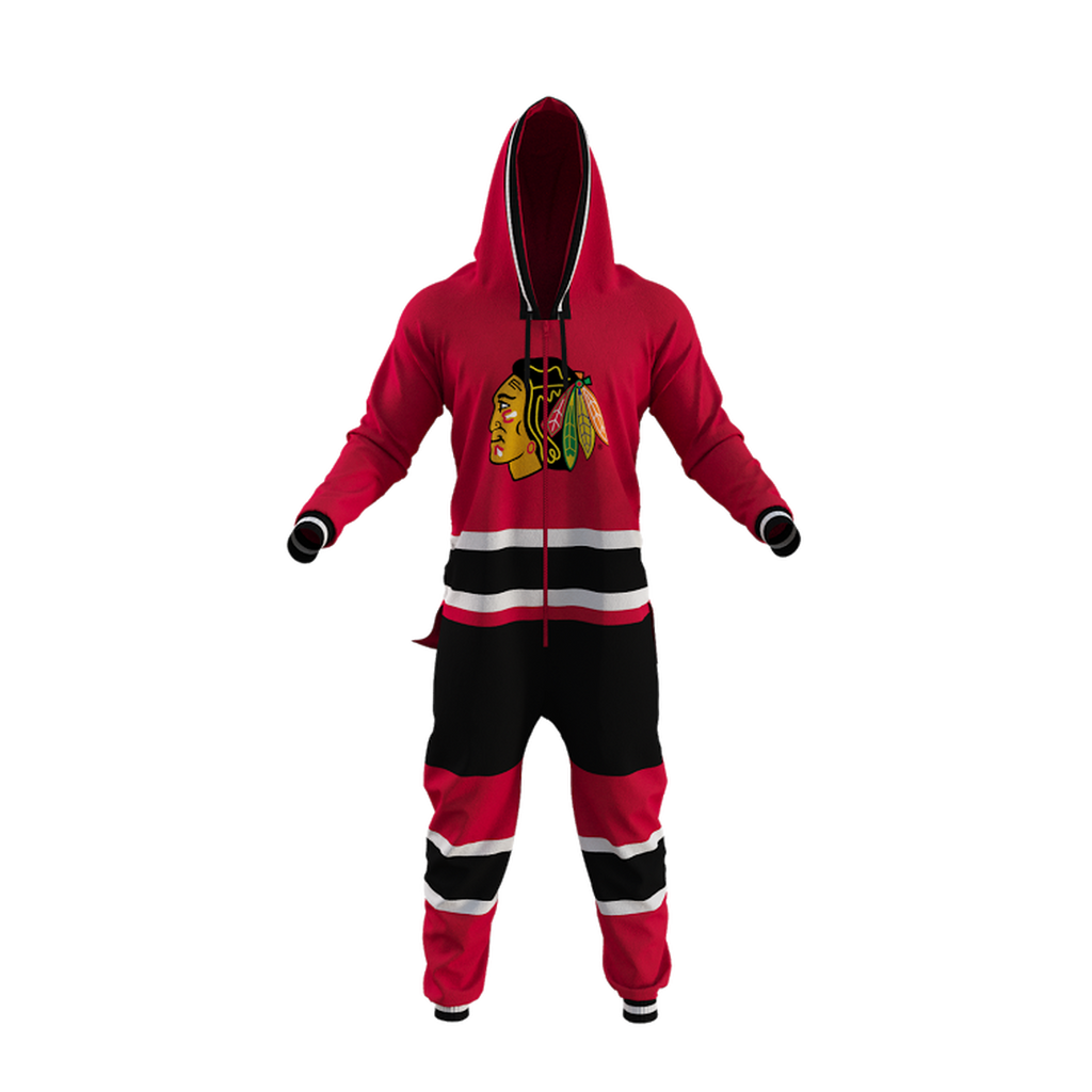 Chicago Blackhawks NHL Hockey Sockey Men Red Team Uniform Onesie product image 1, provided for visual reference and product