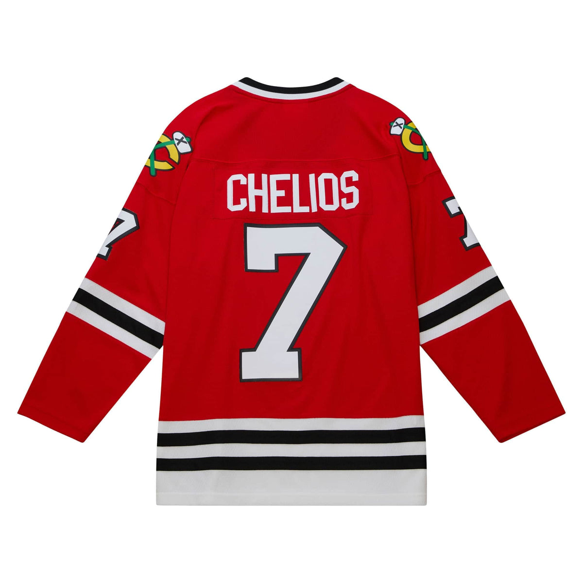 Chris Chelios Chicago Blackhawks NHL Mitchell & Ness Men Red 1992 Blue Line Authentic Jersey product image 1, provided for