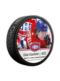 Cole Caufield Montreal Canadiens NHL Inglasco Souvenir Hockey Puck product image 1, provided for visual reference and