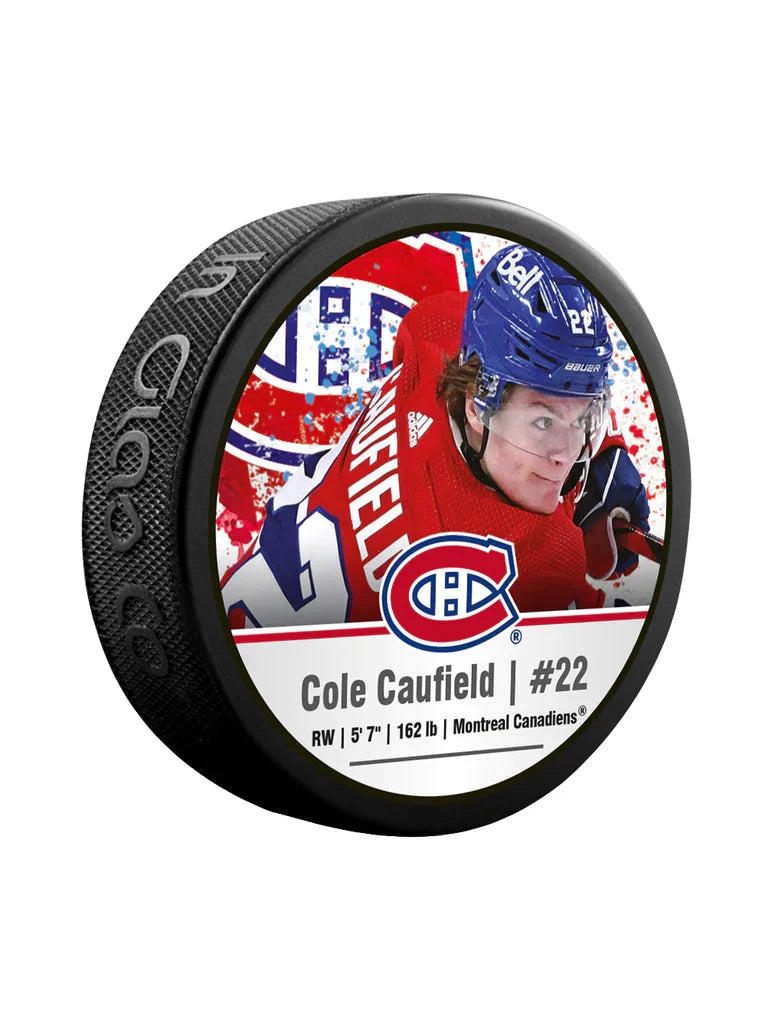 Cole Caufield Montreal Canadiens NHL Inglasco Souvenir Hockey Puck product image 1, provided for visual reference and
