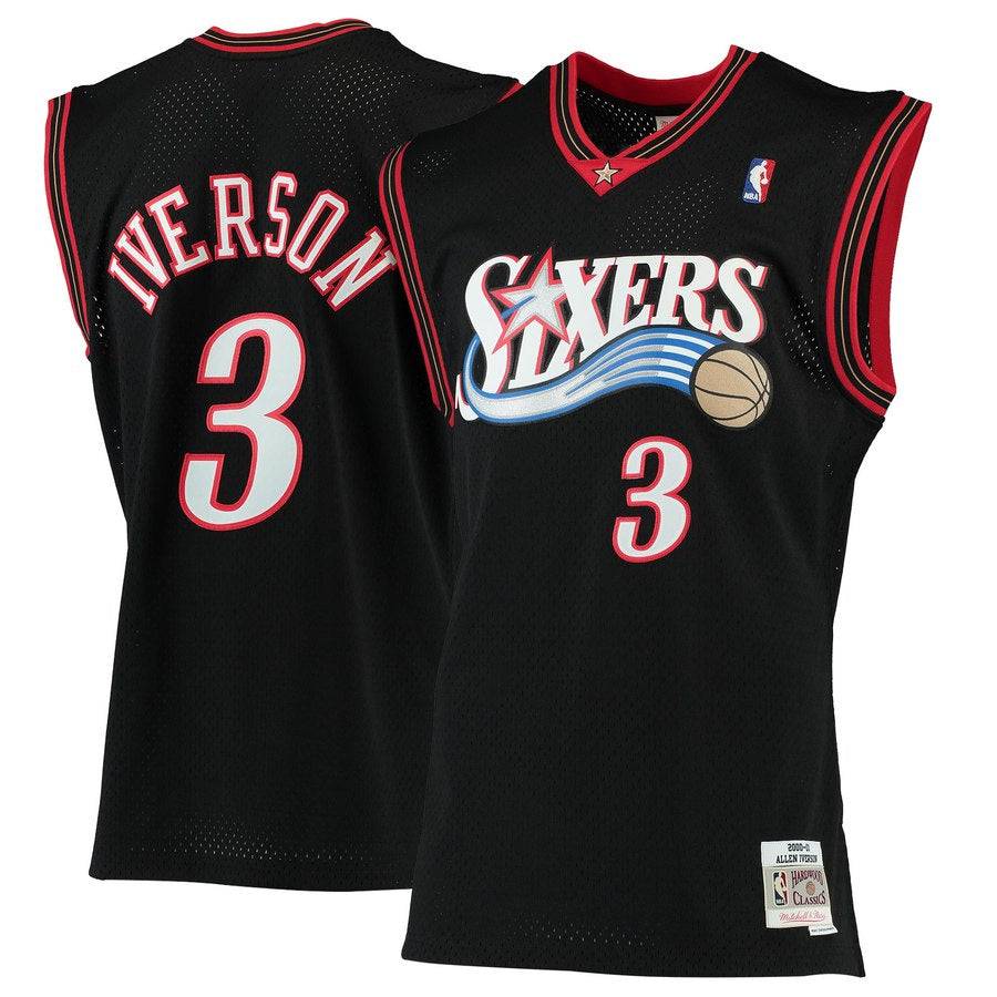 Philadelphia 76ers Allen Iverson Mitchell & Ness Black 2000-01 Hardwood Classics Swingman Jersey product image 1, provided